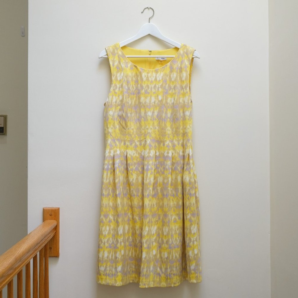 { Calvin Klein Dress } Scuba Fit and Flare Yellow and Gray Dress